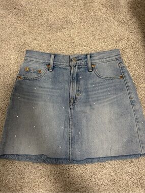 Denim Mini Skirt with Crystal